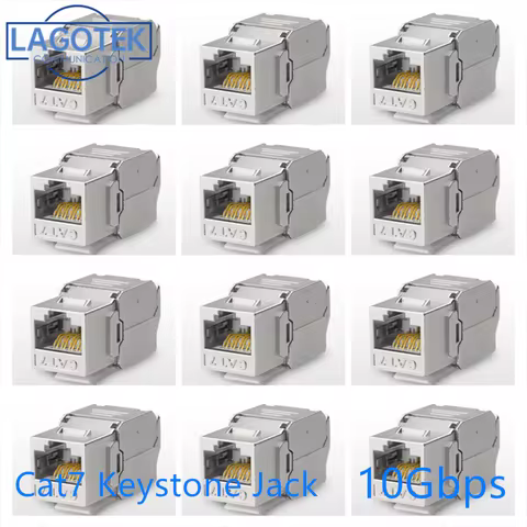 12/24pcs RJ45 Keystone Cat7 Cat6A Shielded FTP Zinc Alloy Module Network Keystone Jack Connector Ada