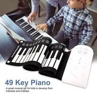HY&amp; 49Key with Speaker Hand Roll Piano Portable Folding Electronic Keyboard Can Roll up Piano Children Beginner Practi00