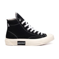 ERONS - KITO HIGH BLACK WHITE natural | Retro Style 70s Vulcanized Anti-Slip High Top Canvas Shoes