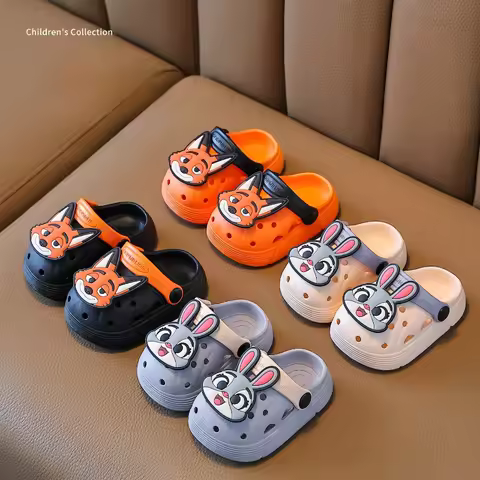 Disney Nick Wilde Judy Slippers Summer Garden Cute Cartoons Shoes Girls Boys Beach Shoes Candy Color