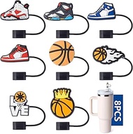 8-Piece Basketball Series Straw Covers for Stanley Cup, 0.4in/10mm Diameter Straw Toppers Cap,Compat