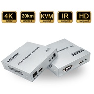 20km 4K 60Hz HDMI KVM Fiber Extender By Fiber-LC Cable Transmitter and Receiver Kit Video Converter Support USB Keyboard Mouse for PS3 PS4 PS5 Xbox Camera Computer Laptop PC To TV
