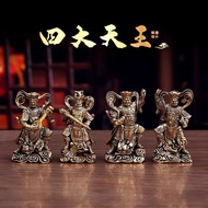 Hot Sale#Pure Brass Four Heavenly Kings Bronze Statue Vajra Guardian God Small Ornament for Worship 