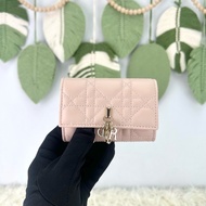 閑置品🌟DIOR Glycine 粉色羊皮金扣 卡片包 2025年全套有盒