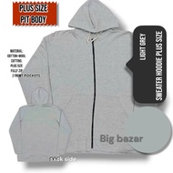 3XL-8XL+ PIT 54-78 INCH  UNISEX SWEATER HOODIES ZIP PLUSSIZE | GRAY | HOD