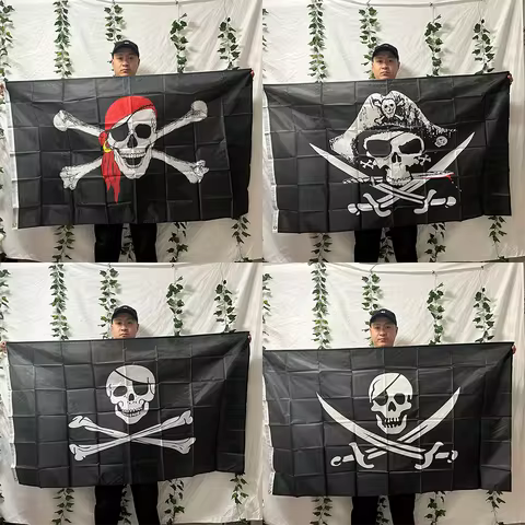 （TIKI FLAG）Jolly Roger flag 90x150cm Large Skull Crossbones Pirate Flag Jolly Roger Flag polyester h