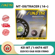 Sprocket Set Sunstar MT09 TRACER (14~) XRing 525VX3 G&B 110ZB