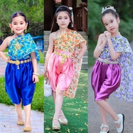 ชุดไทยแม่ชบา ชุดไทยสไบเด็กผู้หญิง ชุดไทยเด็กลายดอก ชุดไทยใส่ไปโรงเรียน ชุดไทยเด็กอนุบาล ชุดไทยเด็กผู้หญิง