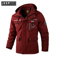 JEEP SPIRIT เสื้อฮู้ดผู้ชายเสื้อยุทธวิธีชั้นเดียวกันลม Jaket Daki Gunung กีฬากลางแจ้ง