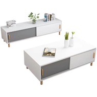 YOULITE Nordic TV Console Tea Table Combination Modern Living Room Household Solid Wood Leg TV Cabinet