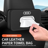 For Audi Nappa Leather Car Tissue Box Holder Interior Paper Towel Bag for A1 A3 A4 A5 A6 A7 A8 Q2 Q3