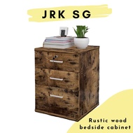 Industrial Rustic wood Mobile Cabinet Pedestal - file and document drawer / bedside cabinet