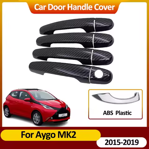 For Toyota Aygo AB40 2015~2019 2018 2017 Carbon Fiber Door Handle Covers Stickers Auto Exterior Scra
