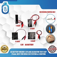 AA BATTERY HOLDER 1.5V with ALLIGATOR TEST CLIP 25mm, BEST FOR BULB/LED TESTING or LIGHTING