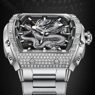 BONEST GATTI Men's Classic Automatic Mechanical Watch Dragon Shaped Design Dial Stainless Steel Stra