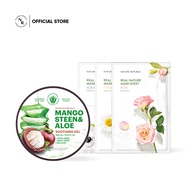 NATURE REPUBLIC [4 PCS] Mangosteen Aloe Vera Soothing Gel 1PCS + Real Nature Mask Sheet 3PCS
