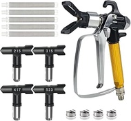 Airless Paint Spray Gun High Pressure 3600 PSI with Reversible 215/315/417/523 Nozzle Tip Guard 5PCS