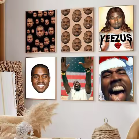 Funny Kanye West expression Face l Poster Decoration Bedroom Home Wall Sticker Prints Painting Livin