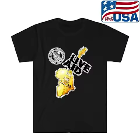 Live Aid July 1985 Men's Black T shirt Size S to 5XL