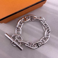 Hình Học Mũi Heo Uni Vòng Tay Bạc Thời Trang Hip Hop S925 Tay Bạc Trang Sức Dành Cho Nam Và Nữ