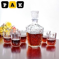 Whiskey Glasses Set with Decanter for Scotch, Bourbon, Cognac, and Liquor, Classic 5-Pc. Glass Bundle for Serving Alcohol, Pull Top Drink Stopper