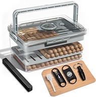 CIGARLOONG Cigar Humidor, Full Transparent Cigar Box with Humidifier and Hygrometer, 3 Cigar Cutters