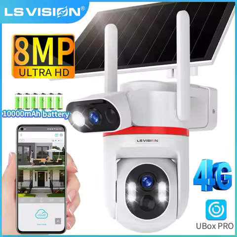 LS VISION 4G SIM Solar Security Camera Outdoor Dual PIR Ai Humanoid Detect CCTV Cam With 8W Solar Pa