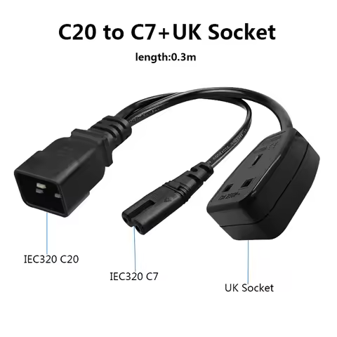 PDU UPS Server Connector Line C20 to IEC 320 C7 UK PS3 PS4 Camera Power Cable Extension Lead Cord Y 