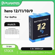PUANTES Gopro9/Gopro10/Gopro11/Gopro12 Gopro camera battery 2000mah