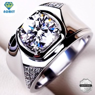US Imported Moissanite Ring PT 950 Karat Plated Diamond Ring Mens Business Ring