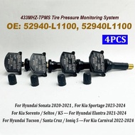NEW 4PCS 52940-L1100 52940L1100 Tire Pressure Monitor Sensor 433MHz TPMS For Hyundai Elantra Ioniq 5