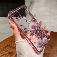 Case for Realme C15 C12 C25 C25s Narzo 30A phone case pink flower bud four corner silicone TPU trans