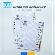 CBE PAPER COLOR INDEX DIVIDER - A-Z / JAN-DEC - A4 - 11 HOLES - 1 SET