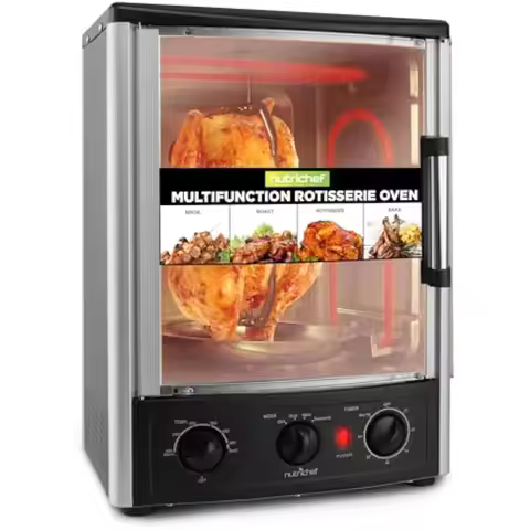 Nutrichef Upgraded Multi-Function Rotisserie Oven - Vertical Countertop Oven with Bake, Turkey Thank
