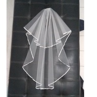 White wedding veil plain bridal veil