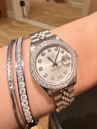 Rolex Datejust watch 28mm 勞力士手錶蠔式日誌18K金鋼鑽石面鑽石圈女裝手錶Rolex Datejust diamond 18k platinum steel watch 79
