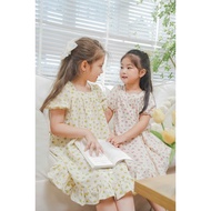 LEAH summer baby girl dress short sleeve square neck buttoned front cute for girls 3,4,5,6,7,8,9,10 