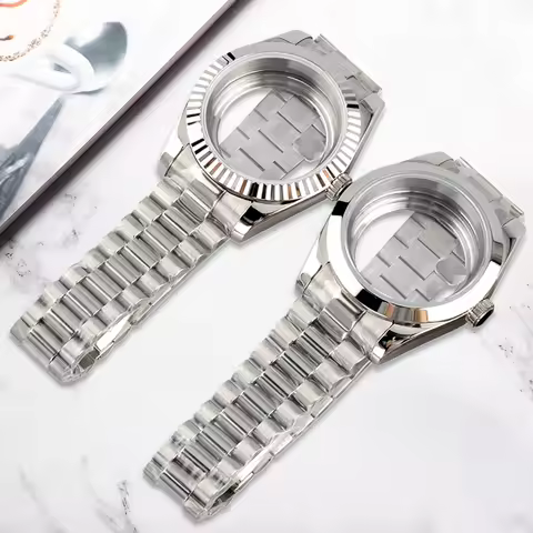 Silver Stainless Steel 39/36mm Watch Case Fit Seiko NH35/NH36 Automatic Movement 28.5mm Dial Preside