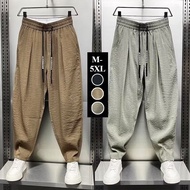 2025 Men's Linen Pants Loose Fit Wide Leg Tropical Cooling Thin Casual Jogger Style Street Lounge Pl