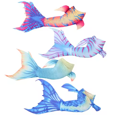 Children Mermaid Cosplay Swimsuit Girls Beach Pool Party Costume Swimming Bathing Suit Mono Fins Art