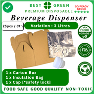 (3L) -  Disposable Beverage Dispenser Thermal Bag Cardbox Container | Thermal Box |