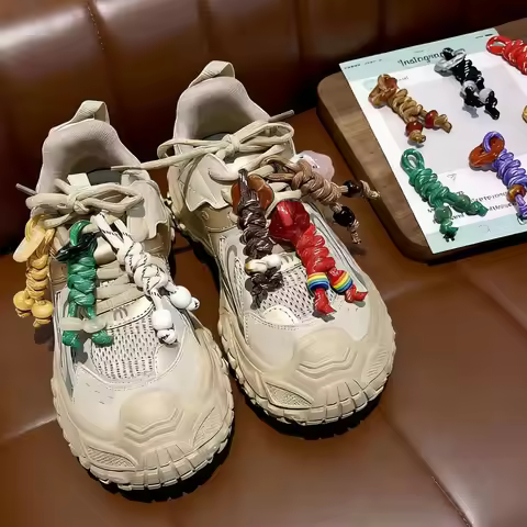 Fashion Decorative Shoe Charms Handmade Braided Knot Coloful Miu Style Rope Woven Pendant DIY Orname