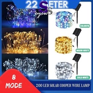 22 meter 200 LED Solar Copper Wire Lamp 8 Mode Powered String Fairy Light Holiday Outdoor Waterproof