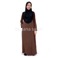 Jubah HAJAR Straight Cut Muslimah Hitam Umrah Tanpa Gosok Ironless Women Hitam Putih Dress size S to