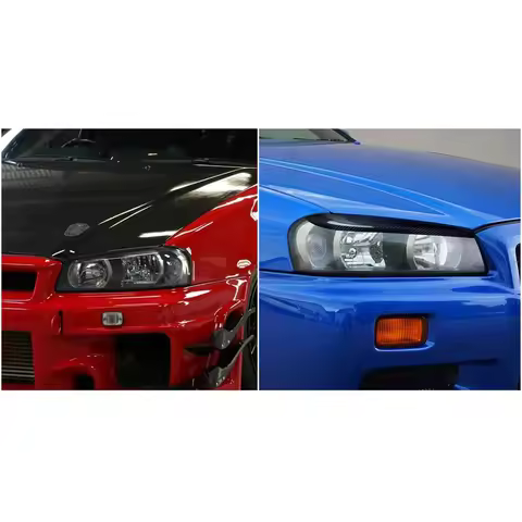 Exquisite Car Styling Headlight Eyebrows Eyelids Stickers Trim For Nissan Skyline R34 GTR GT-T 1999 