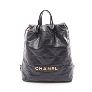 【二手】香奈兒 CHANEL 雙肩包 Chanel 22 小號黑色皮革 CHANEL22 Matelassé 鏈條雙肩包 小號 女士