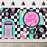 Cheereveal Back To 50s Backdrop for Birthday Rock Roll Party, 1950s 50's 60's Party Decorations, Ret