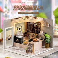 Hot-selling Leisure Coffee Shop DIY Hut Hand-Assembled Wooden Model Miniature 3d Three-Dimensional P