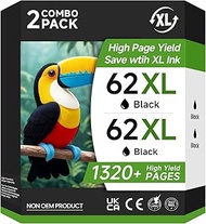62XL Ink Cartridges Black Replacement for HP 62 Ink 62XL Ink for HP Envy 7640 7645 5540 5549 5640 56