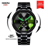 NIBOSI Men's Watch Wheel Watch 3D Customized Car Wheel Watch 360° Rotating Waterproof Sports Watch